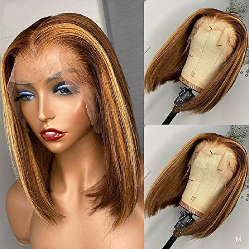 Golden Brown Elegance Short Straight Wig