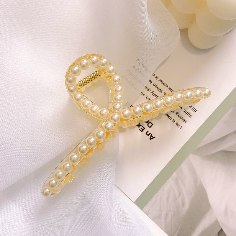 Pearl Tassel Bowknot Metal Hair Claw