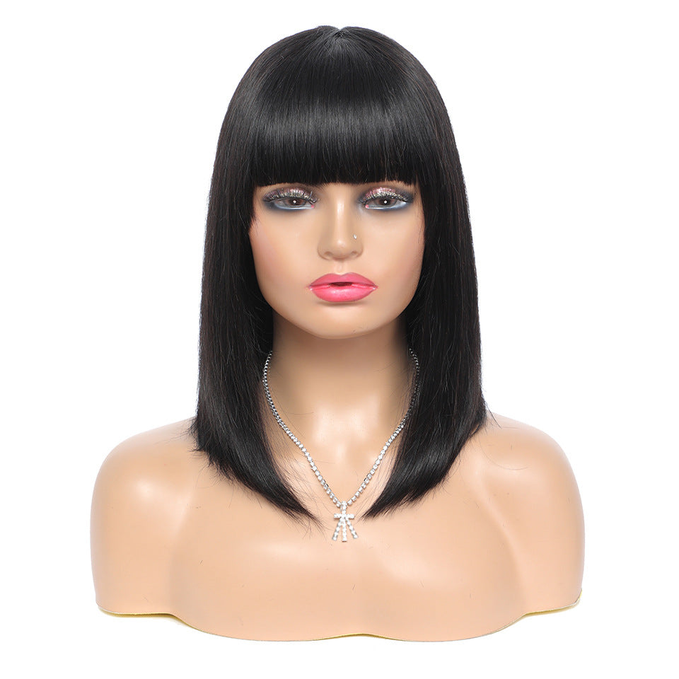 EleganceLocks: Luxe Real Hair Bob Headgear for Women's Short Hair Series