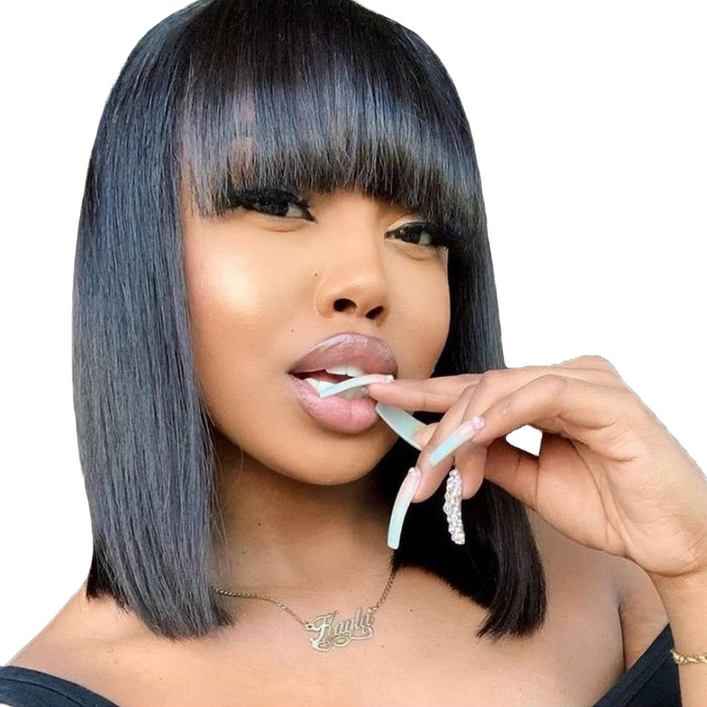 EleganceLocks: Luxe Real Hair Bob Headgear for Women's Short Hair Series