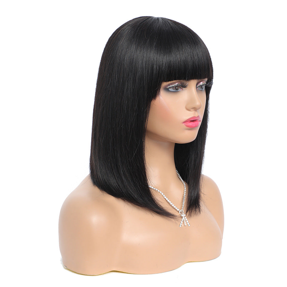 EleganceLocks: Luxe Real Hair Bob Headgear for Women's Short Hair Series