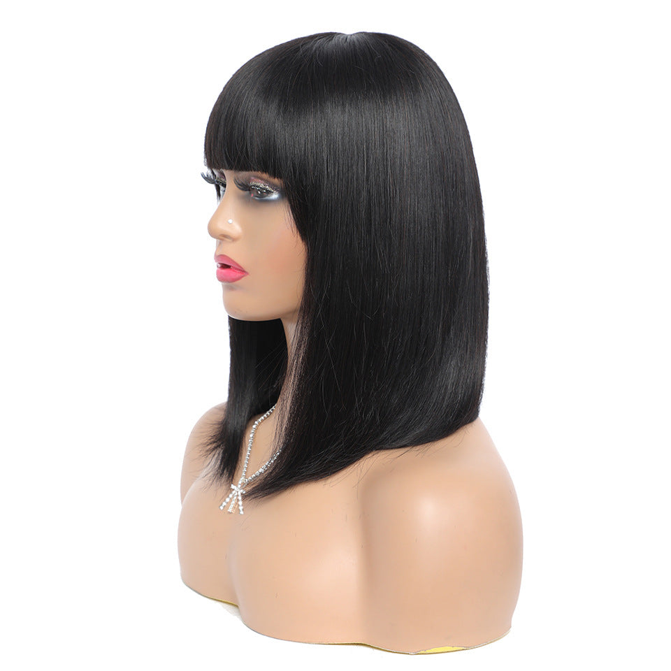 EleganceLocks: Luxe Real Hair Bob Headgear for Women's Short Hair Series