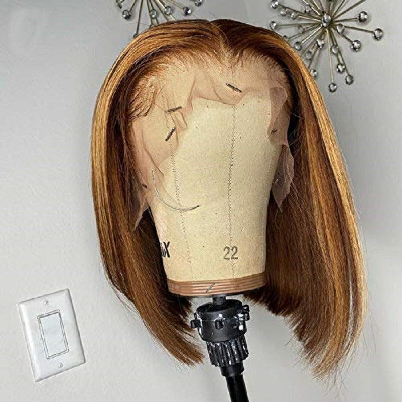 Golden Brown Elegance Short Straight Wig