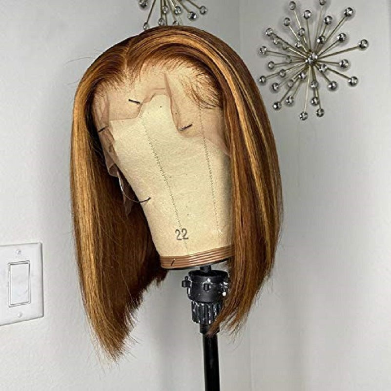 Golden Brown Elegance Short Straight Wig