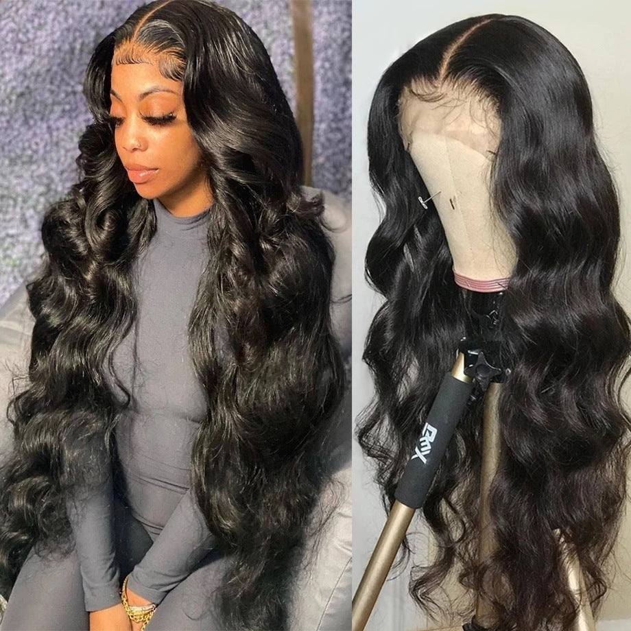 LuxeLace Noir: Premium Chemical Fiber Front Lace Wig - Embrace Luxurious Elegance