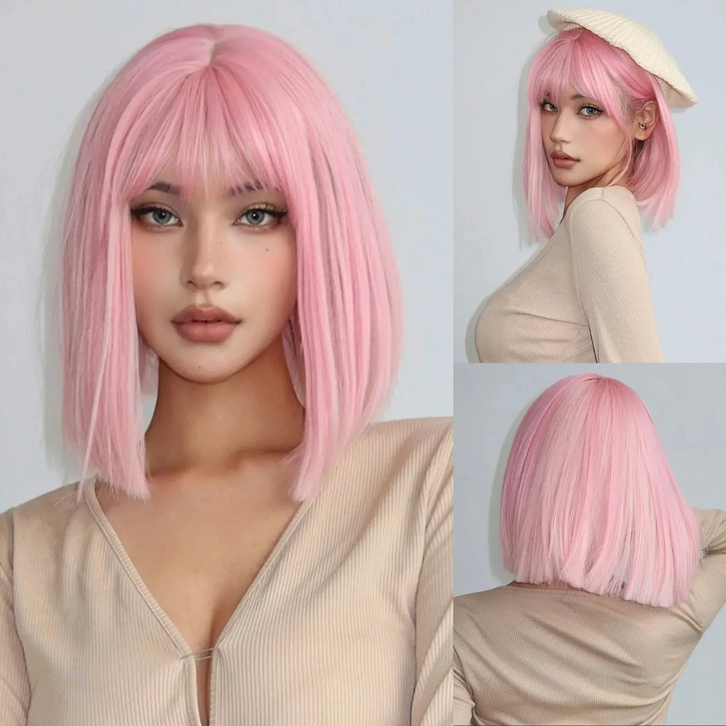 Aura Qi Bangs Bobo Short Straight Hair Wig