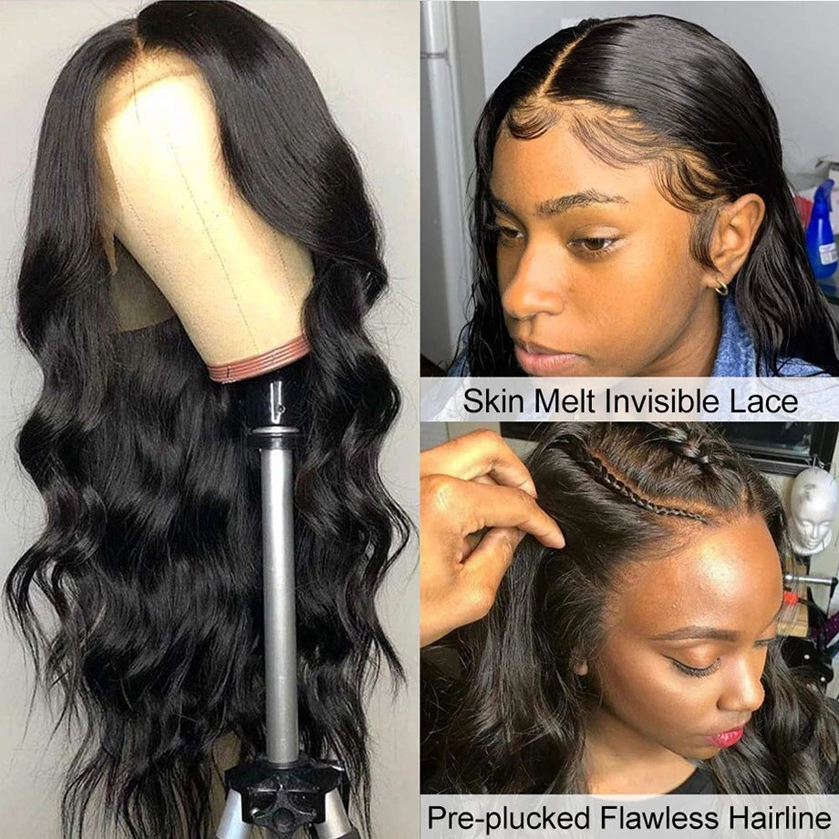 LuxeLace Noir: Premium Chemical Fiber Front Lace Wig - Embrace Luxurious Elegance