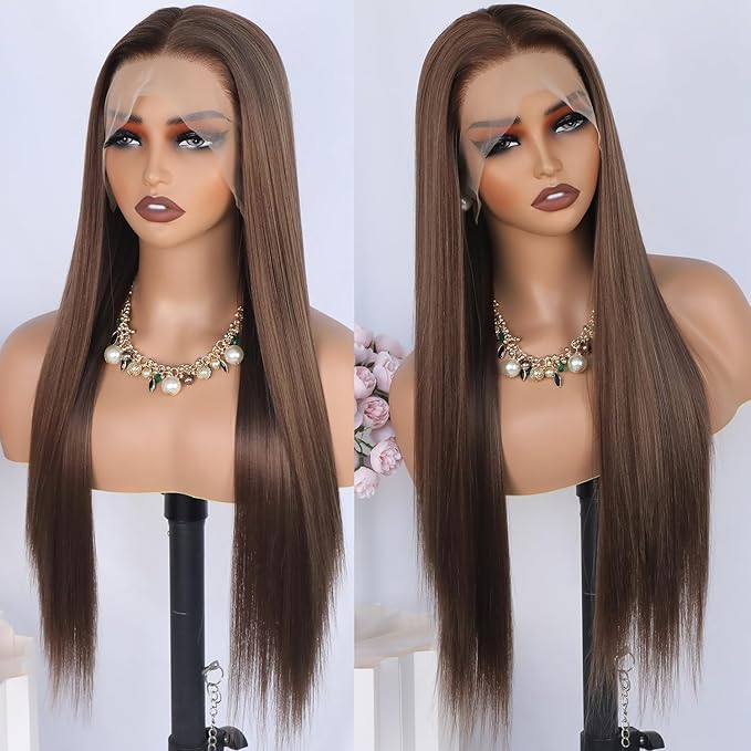 Chestnut Elegance Long Straight Wig Headgear