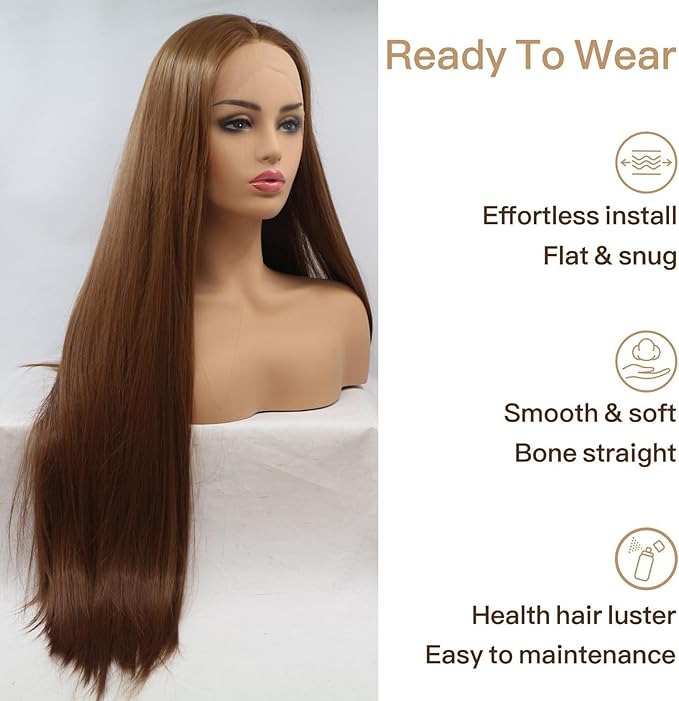 Chestnut Elegance Long Straight Wig Headgear