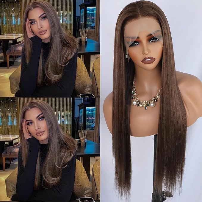 Chestnut Elegance Long Straight Wig Headgear