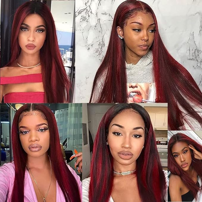 Burgundy Highlight Lace Frontal and Closure Wigs