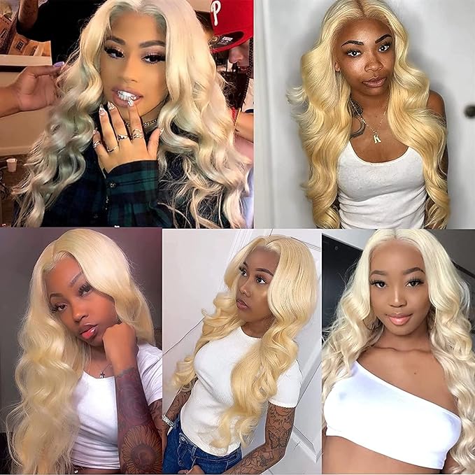 LuxeBlonde: Pre-Plucked Brazilian Body Wave Blonde Lace Front Human Hair Wig with Transparent Lace Frontal