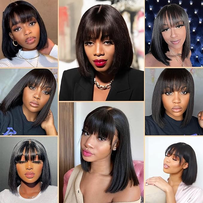 EleganceLocks: Luxe Real Hair Bob Headgear for Women's Short Hair Series