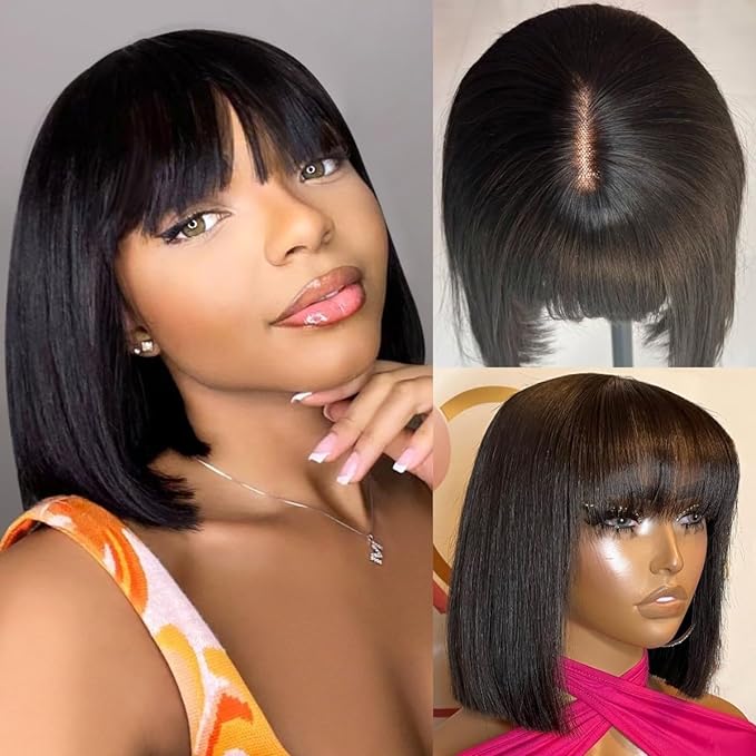 EleganceLocks: Luxe Real Hair Bob Headgear for Women's Short Hair Series