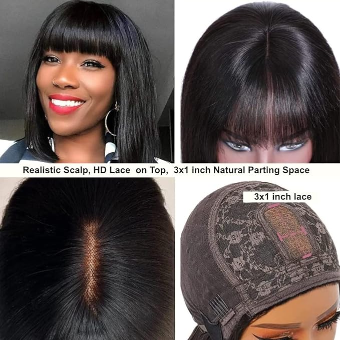 EleganceLocks: Luxe Real Hair Bob Headgear for Women's Short Hair Series