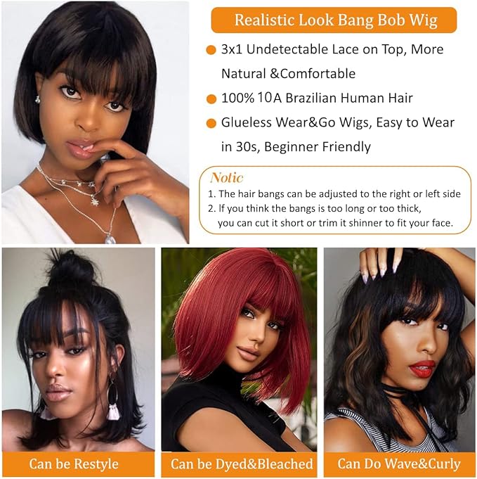 EleganceLocks: Luxe Real Hair Bob Headgear for Women's Short Hair Series