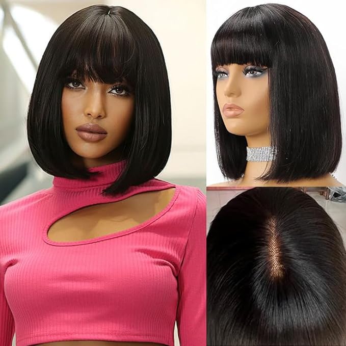 EleganceLocks: Luxe Real Hair Bob Headgear for Women's Short Hair Series