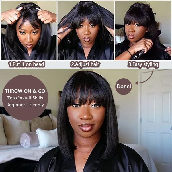 EleganceLocks: Luxe Real Hair Bob Headgear for Women's Short Hair Series