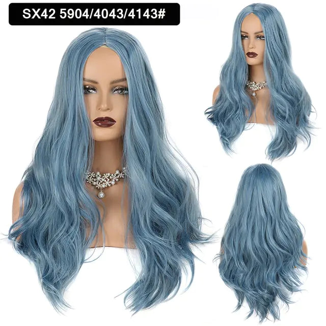 StarGlow Wave: Ombre Brown Platinum Synthetic Middle Part Wig