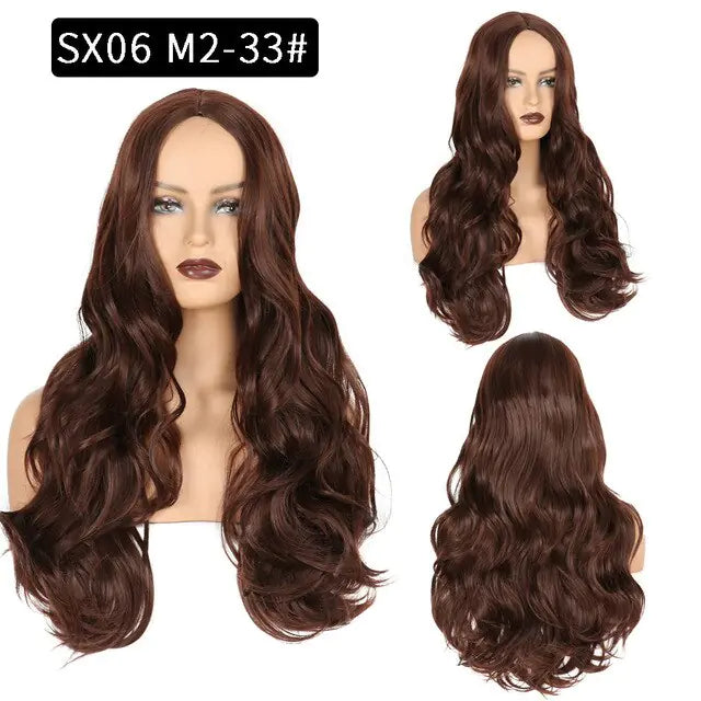 StarGlow Wave: Ombre Brown Platinum Synthetic Middle Part Wig