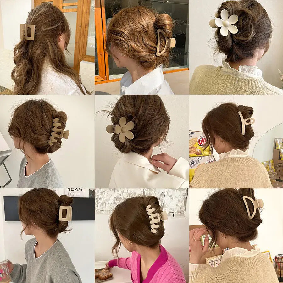 Elegant Blossom Geometric Hair Clip Set - Effortlessly Chic Hairstyles